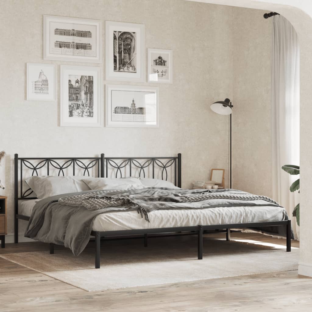 vidaXL Metal Bed Frame without Mattress With headboard Black