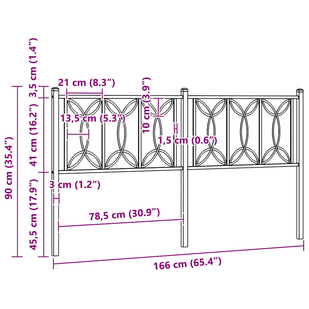 vidaXL Metal Replace Headboard White 160 cm 6