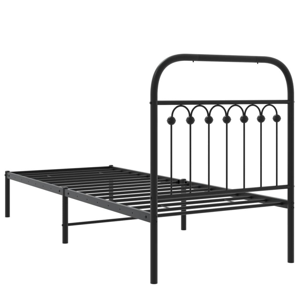 vidaXL Metal Bed Frame without Mattress with Headboard Black 75x190cm 6