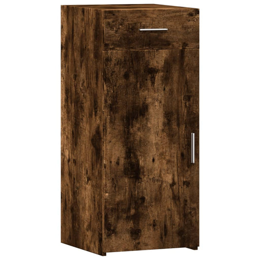 Smoked oak engineered wood sideboard with one door and one drawer