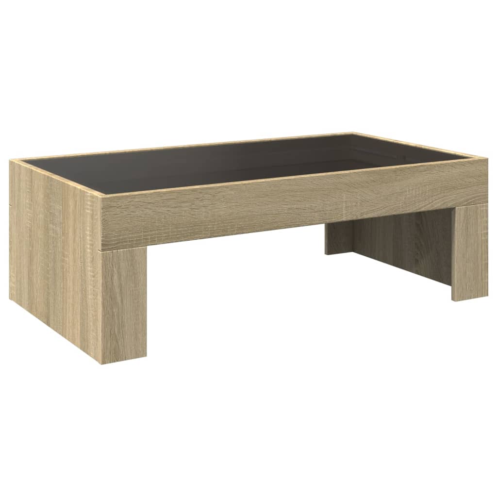 Coffee Table with Infinity LED 90x50x30 cm Sonoma oak
