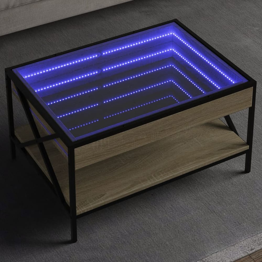 Coffee Table with Infinity LED Depth 50 cm Sonoma oak 70 cm