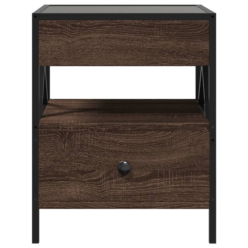 vidaXL Coffee Table with Infinity LED Brown Oak 40x40x51 cm 6