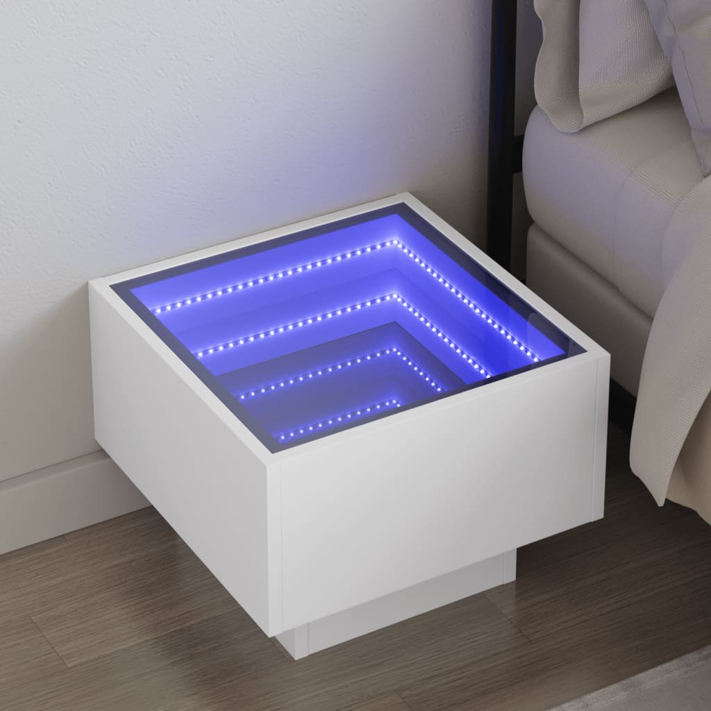 vidaXL Bedside Table with Infinity LED 40x40x30 cm