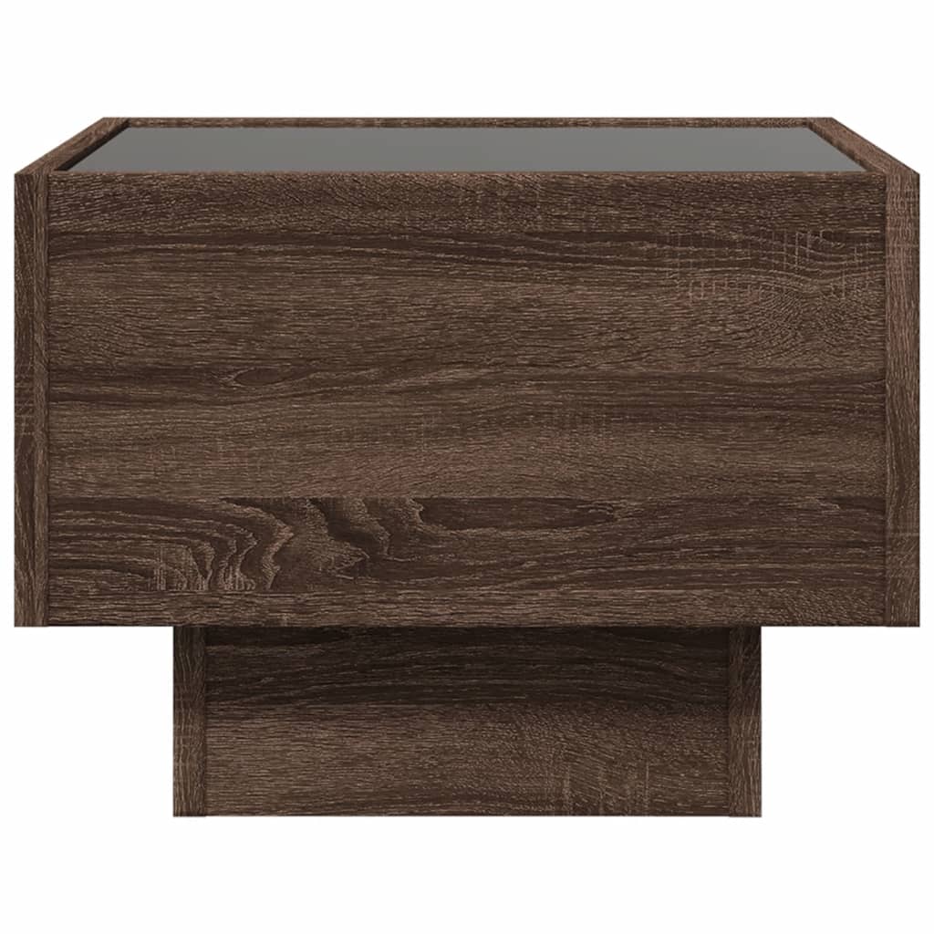 vidaXL Bedside Table with Infinity LED Brown Oak 40x40x30 cm 6