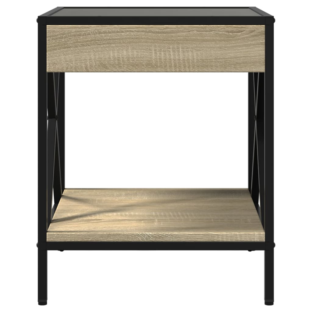 vidaXL Bedside Table with Infinity LED Sonoma Oak 40x40x49 cm 6