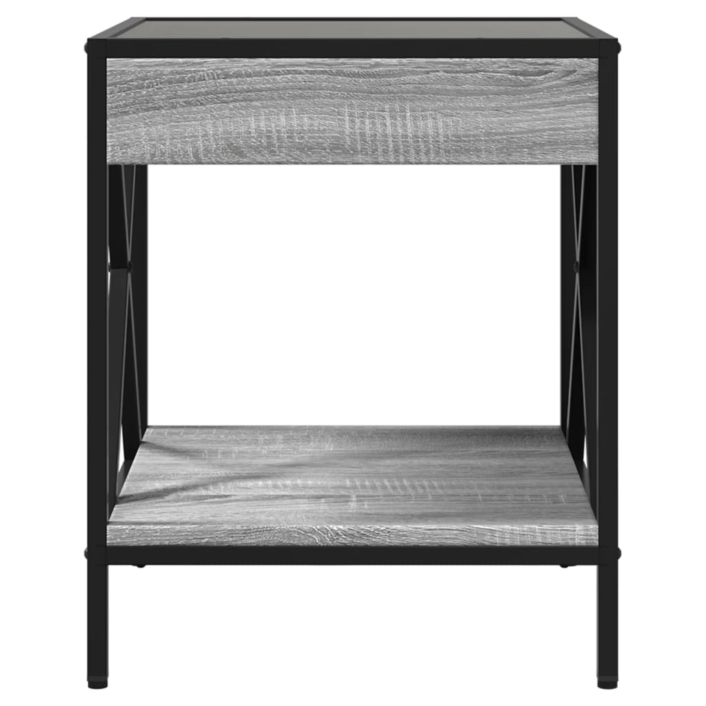 vidaXL Bedside Table with Infinity LED Grey Sonoma 40x40x49 cm 6