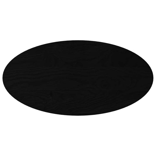 Dark brown oval solid wood oak table top with a wood grain texture