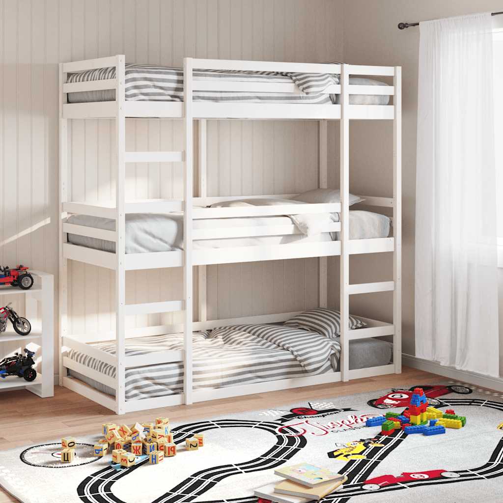 Triple Bunk Bed without Mattress White 90 cm 190 cm