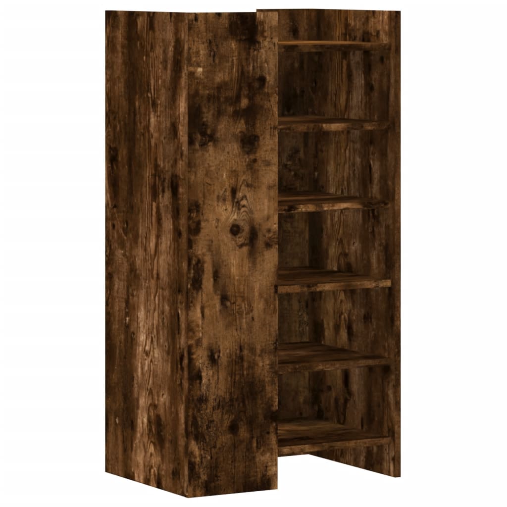 vidaXL Shoe Cabinet Smoked Oak 52x37.5x100 cm Engineered Wood 6