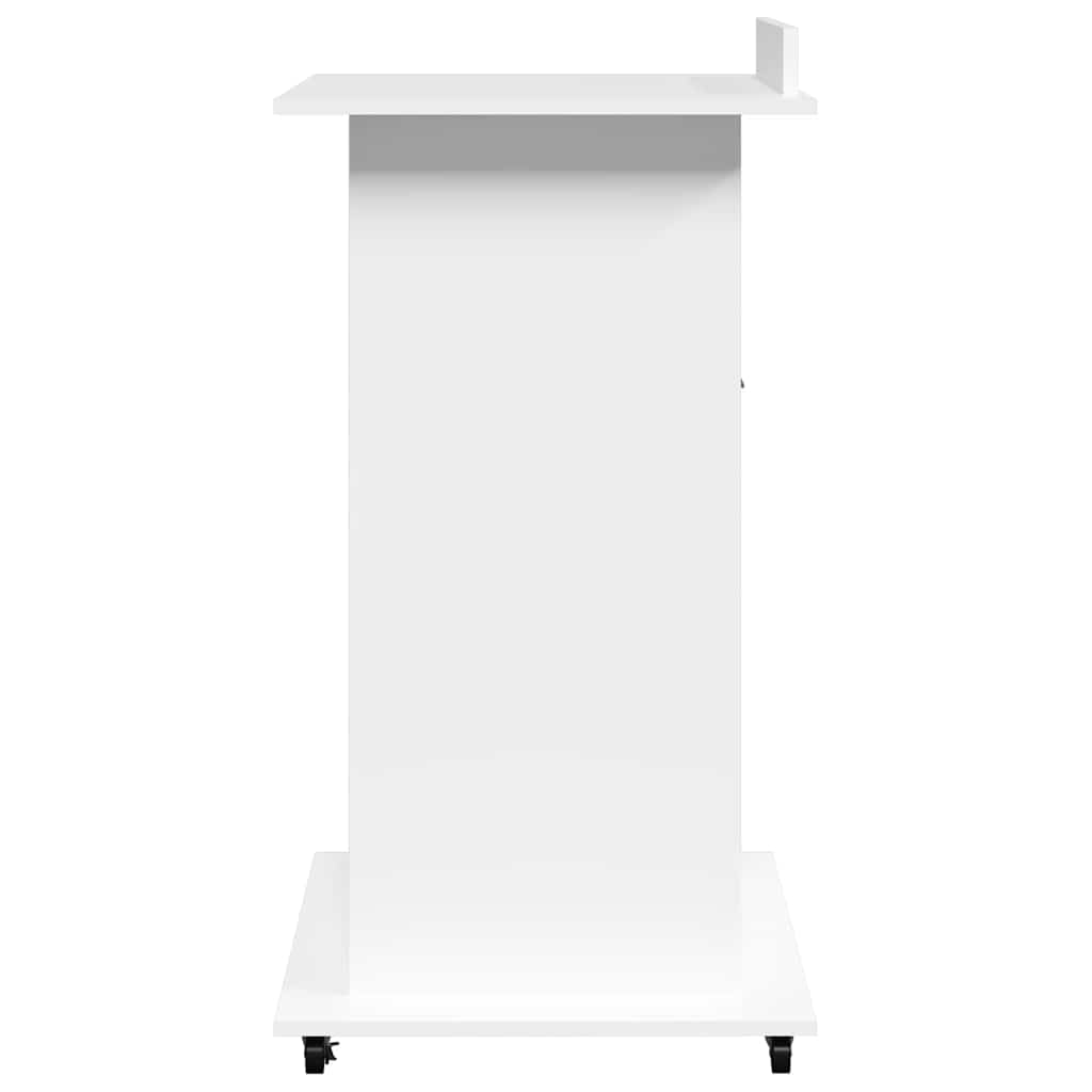 Lectern with Wheels & Drawer 55x55x107 cm White