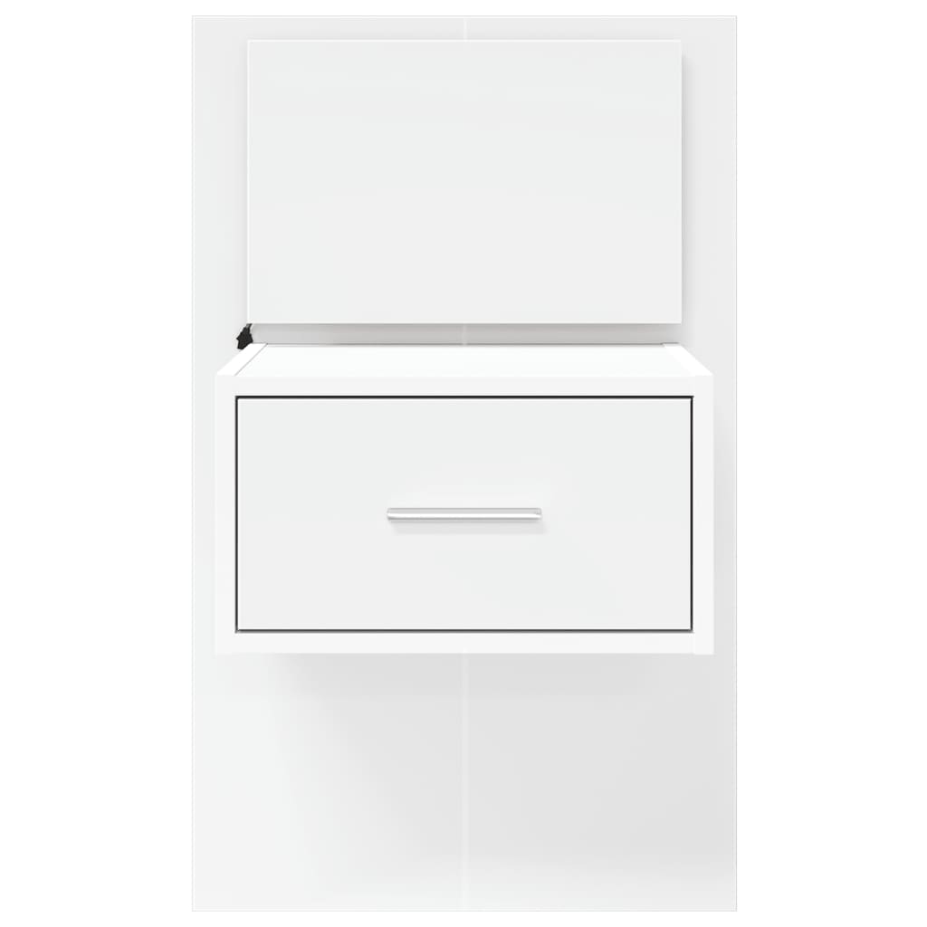 vidaXL Wall-mounted Bedside Cabinet with LED Lights White 6