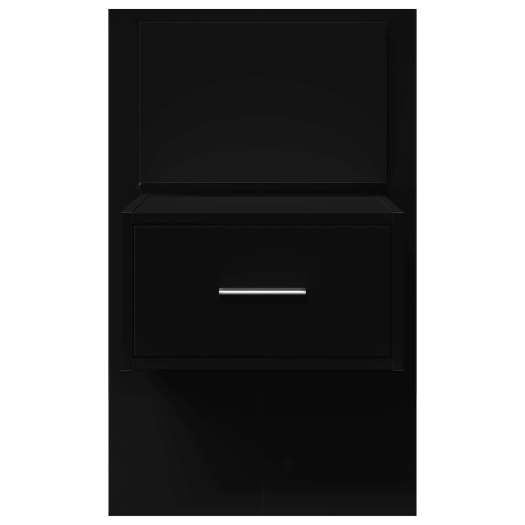 vidaXL Wall-mounted Bedside Cabinet with LED Lights Black 6