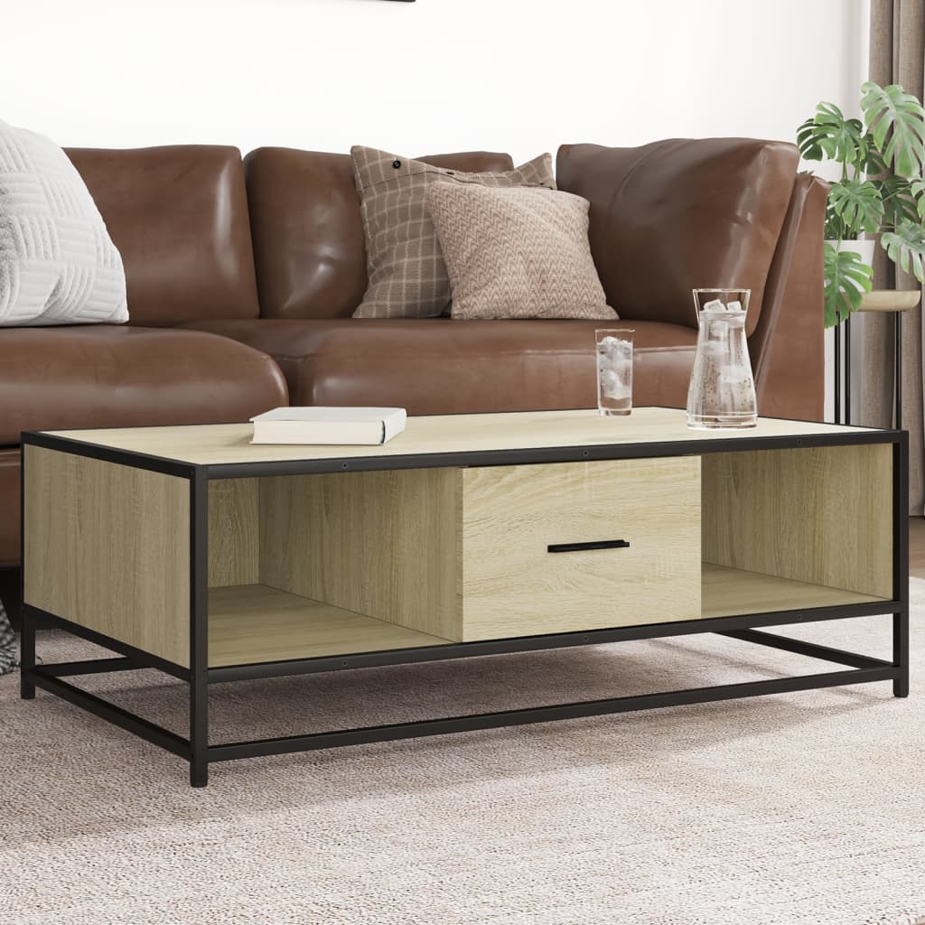 vidaXL Coffee Table 100x57x35 cm Engineered Wood and Metal
