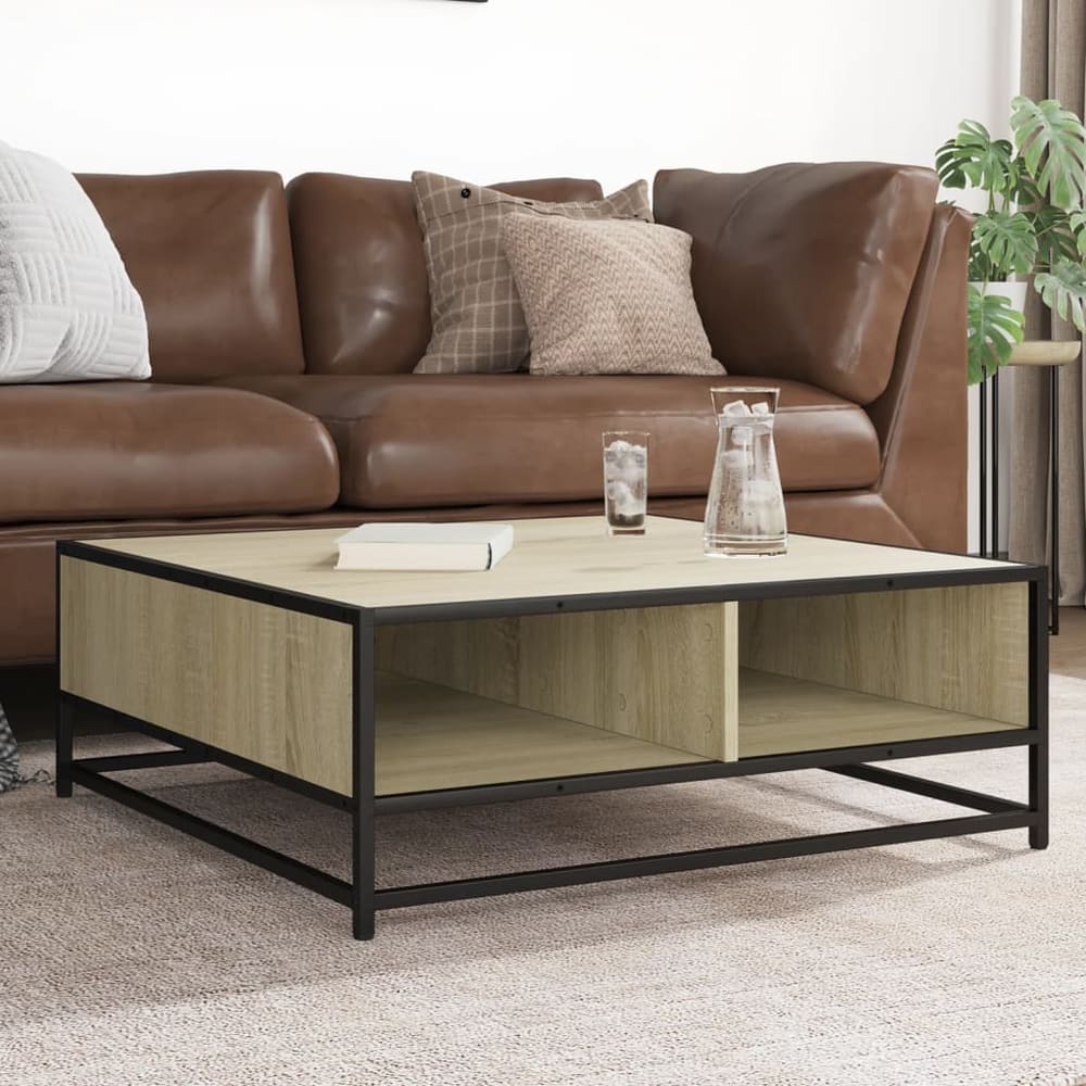 vidaXL Coffee Table Brown Oak Engineered Wood and Metal