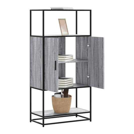 Highboard 68x35x139 cm Engineered Wood and Metal Grey sonoma