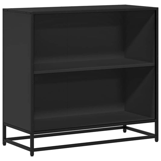 the black engineered wood book cabinet with two shelves