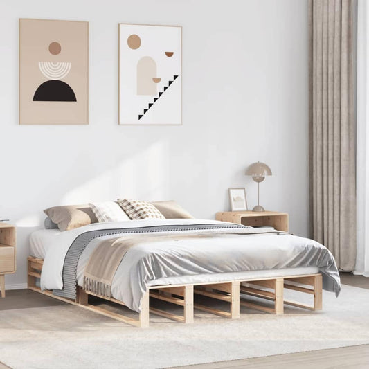 Bed Frame without Mattress Solid Wood Pine Length Natural