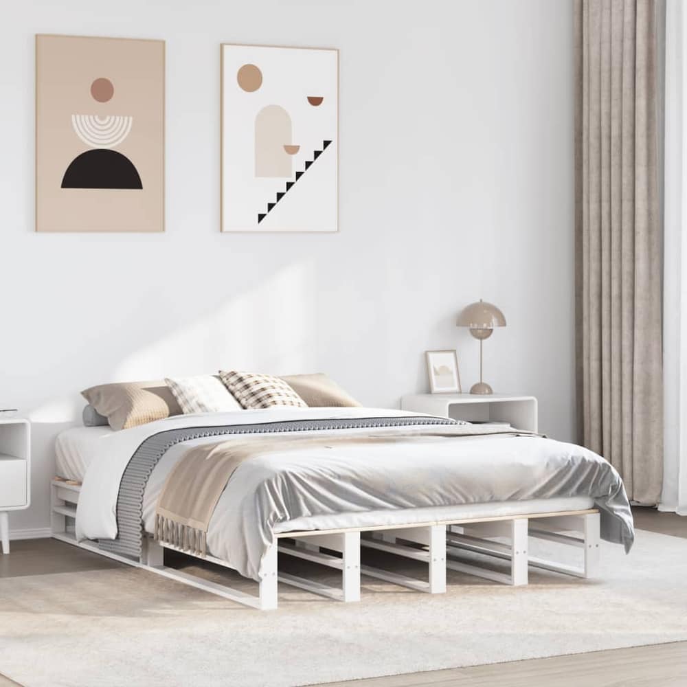 Bed Frame without Mattress Solid Wood Pine Length 190 cm White 140 cm