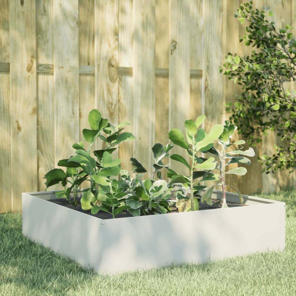 Garden Raised Bed Black 100x100x41 cm Steel 100 x 100 x 25 cm Steel/white