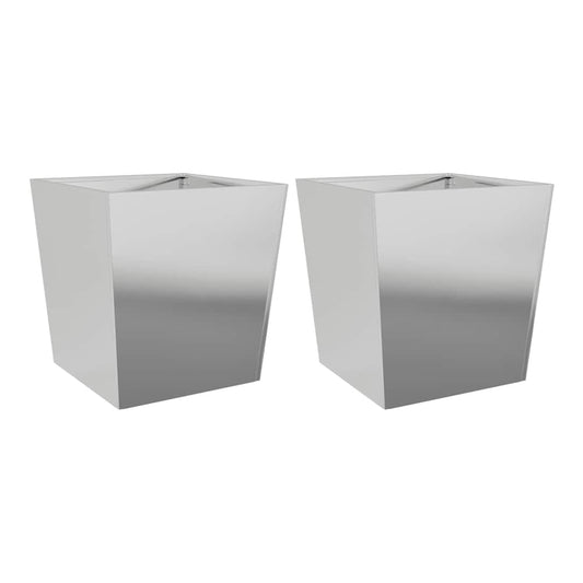 Garden Planters Black 50x50x50 cm Steel 2 Height 50 cm Galvanized steel/grey