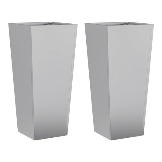 Garden Planters Black Steel 2 Height 75 cm Galvanized steel/grey 35 cm 35 cm