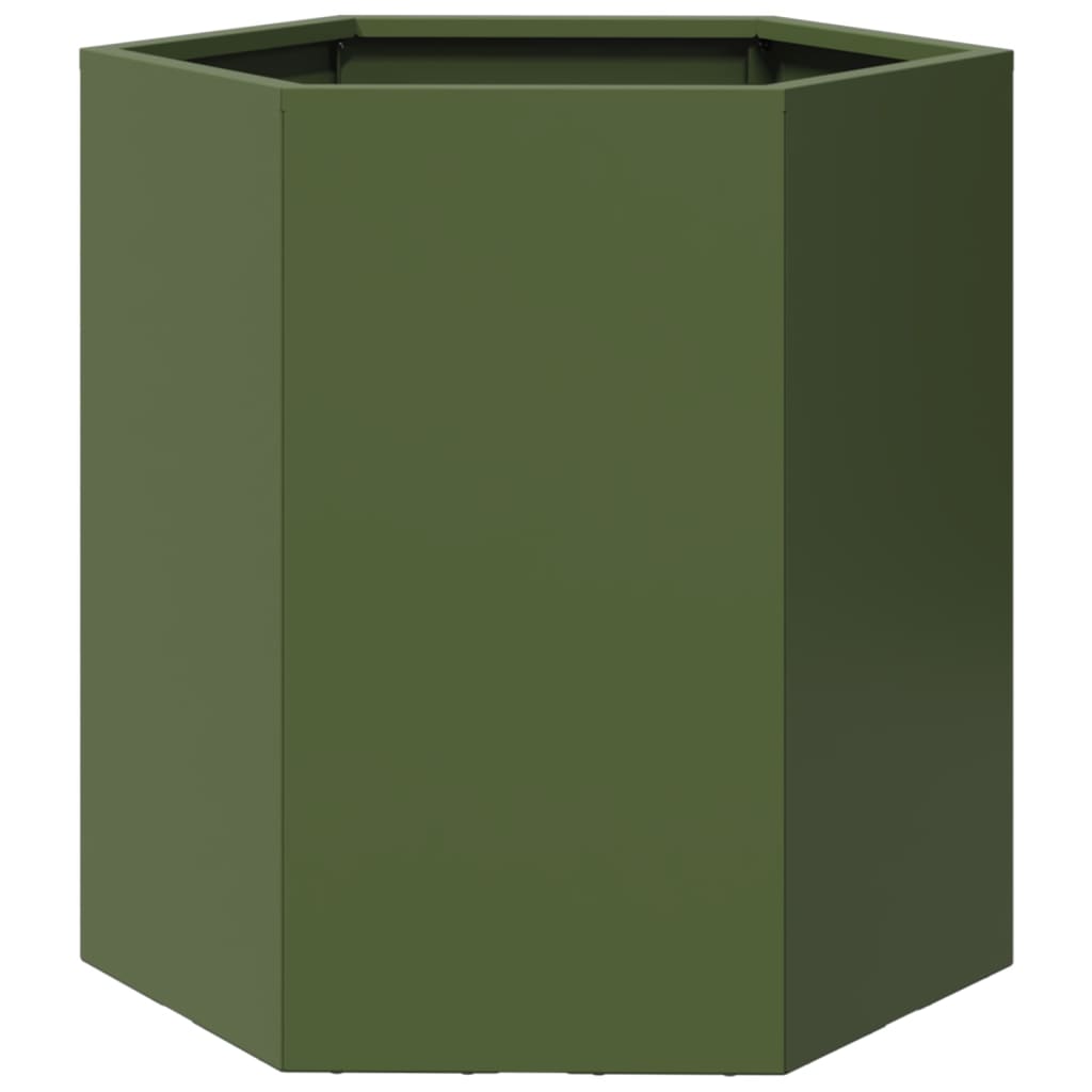 vidaXL Garden Planter 2 pcs Olive Green Hexagon 46x40x45 cm Steel 6