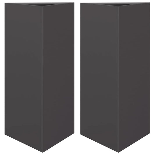 vidaXL Garden Planters 2 pcs Black Triangular 40x34,5x75 cm Steel 2