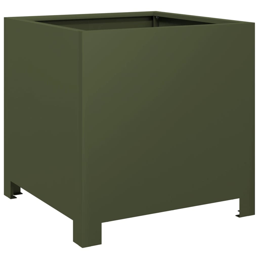vidaXL Garden Planters 2 pcs Olive Green 40x40x40 cm Steel 6