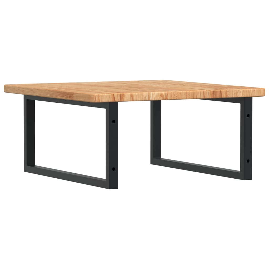 Basin Shelf Wall Mounted Steel and Solid Wood Oak Rectangular Width 60 cm Light brown and black