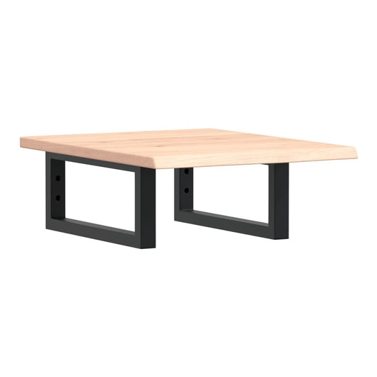 Basin Shelf Wall Mounted Steel and Solid Wood Oak Rectangular Depth 50 cm Width 40 cm Brown and black