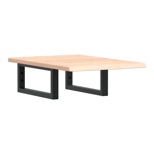 Basin Shelf Wall Mounted Steel and Solid Wood Oak Rectangular Depth 60 cm Brown and black
