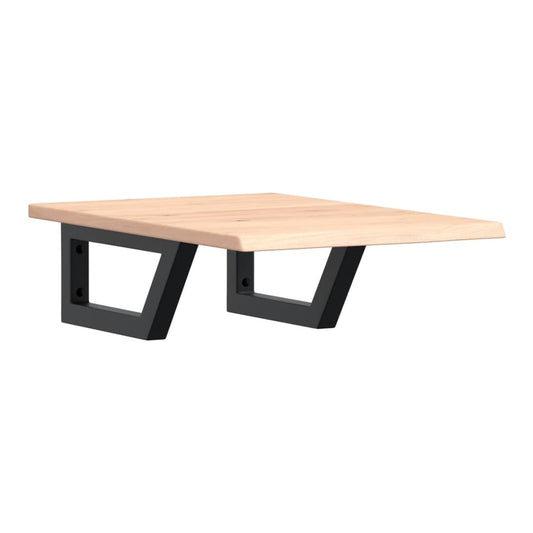 Basin Shelf Wall Mounted Steel and Solid Wood Oak Trapezium Depth 60 cm Brown and black