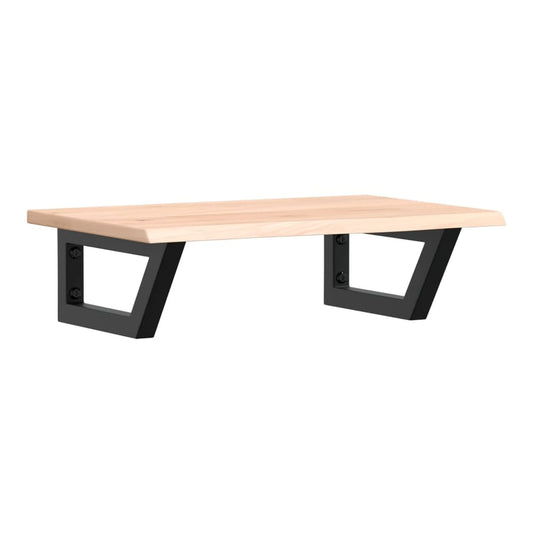 Basin Shelf Wall Mounted Steel and Solid Wood Oak Trapezium Depth 40 cm Brown and black