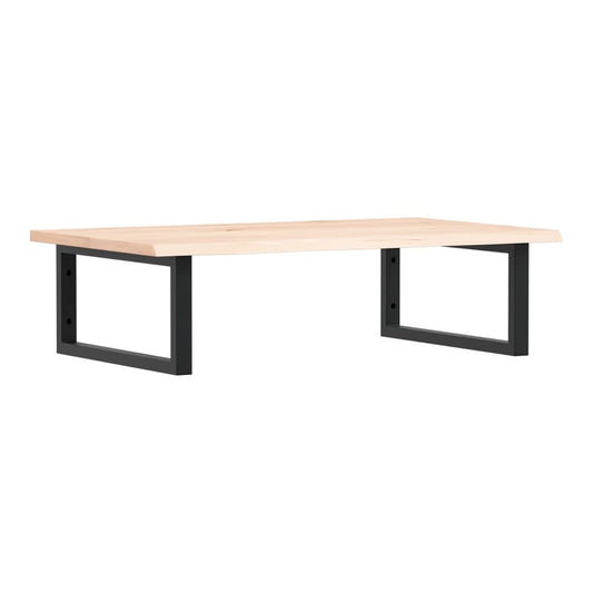 Basin Shelf Wall Mounted Steel and Solid Wood Oak Rectangular Depth 50 cm Width 80 cm Brown and black