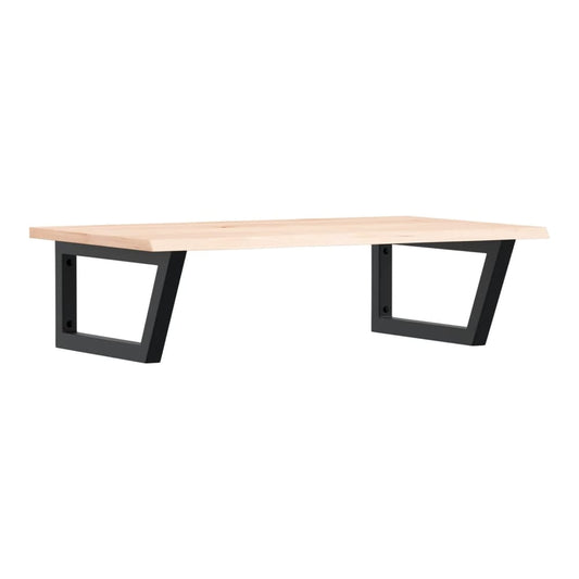 Basin Shelf Wall Mounted Steel and Solid Wood Oak Trapezium Depth 50 cm Width 80 cm Brown and black