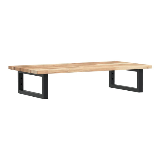 Basin Shelf Wall Mounted Steel and Solid Wood Acacia Rectangular Height 2 cm Brown and black 60 cm