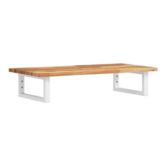 Basin Shelf Wall Mounted Steel and Solid Wood Acacia Rectangular Height 2 cm Dark brown and white 60 cm