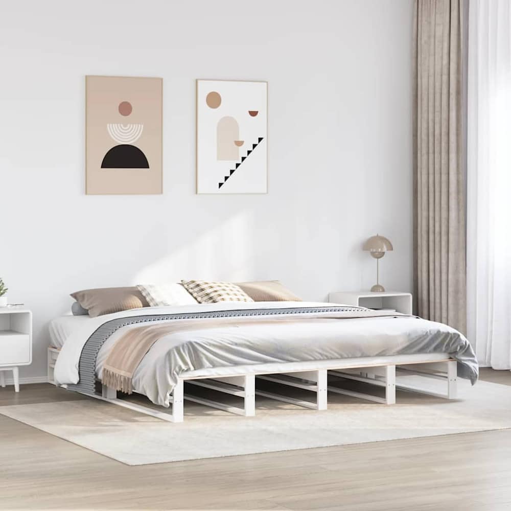 Bed Frame without Mattress Solid Wood Pine Length 200 cm White 200 cm