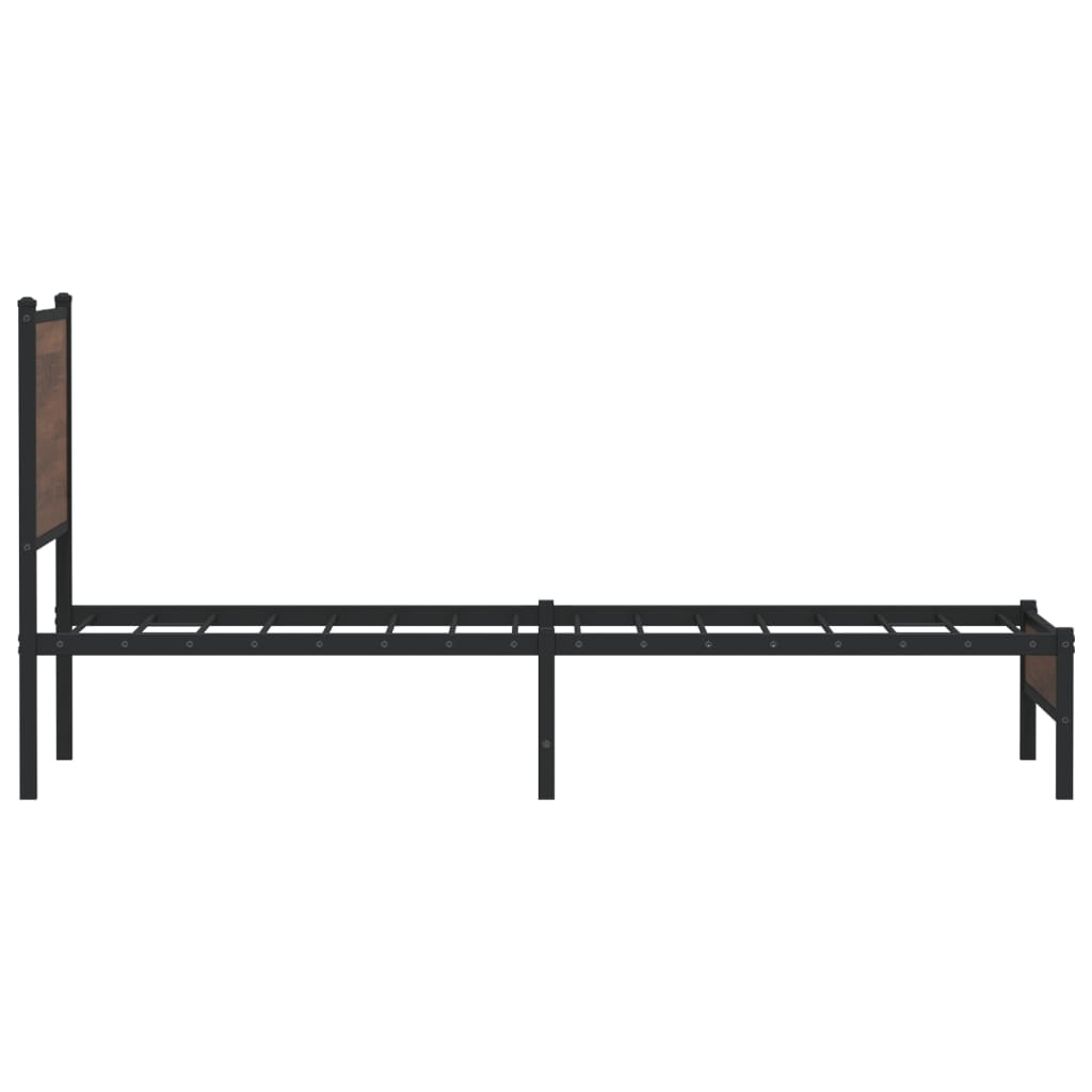 vidaXL Metal Bed Frame without Mattress Brown Oak 90x190 cm Single 6