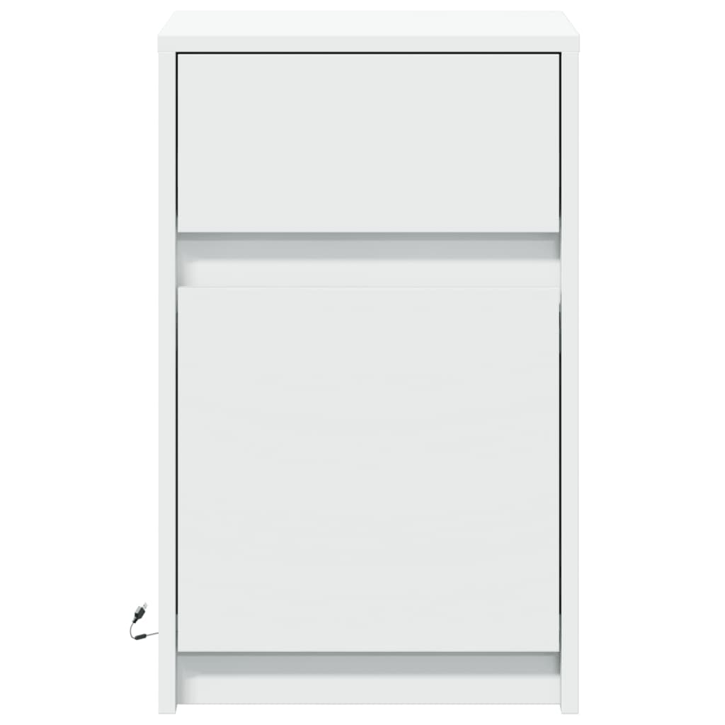 vidaXL Bedside Cabinet with LED Lights White Engineered Wood 6