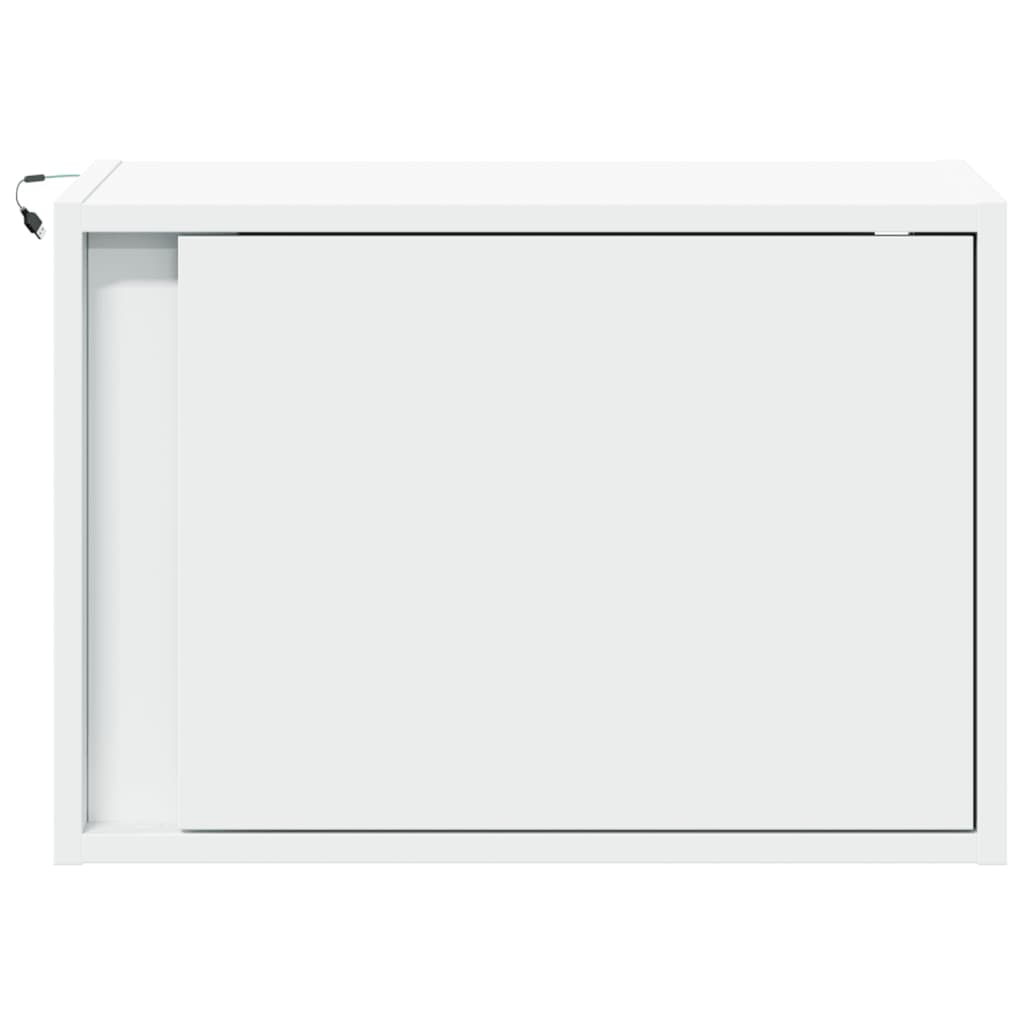 vidaXL Wall-mounted Bedside Cabinets with LED Lights 2 pcs White 6