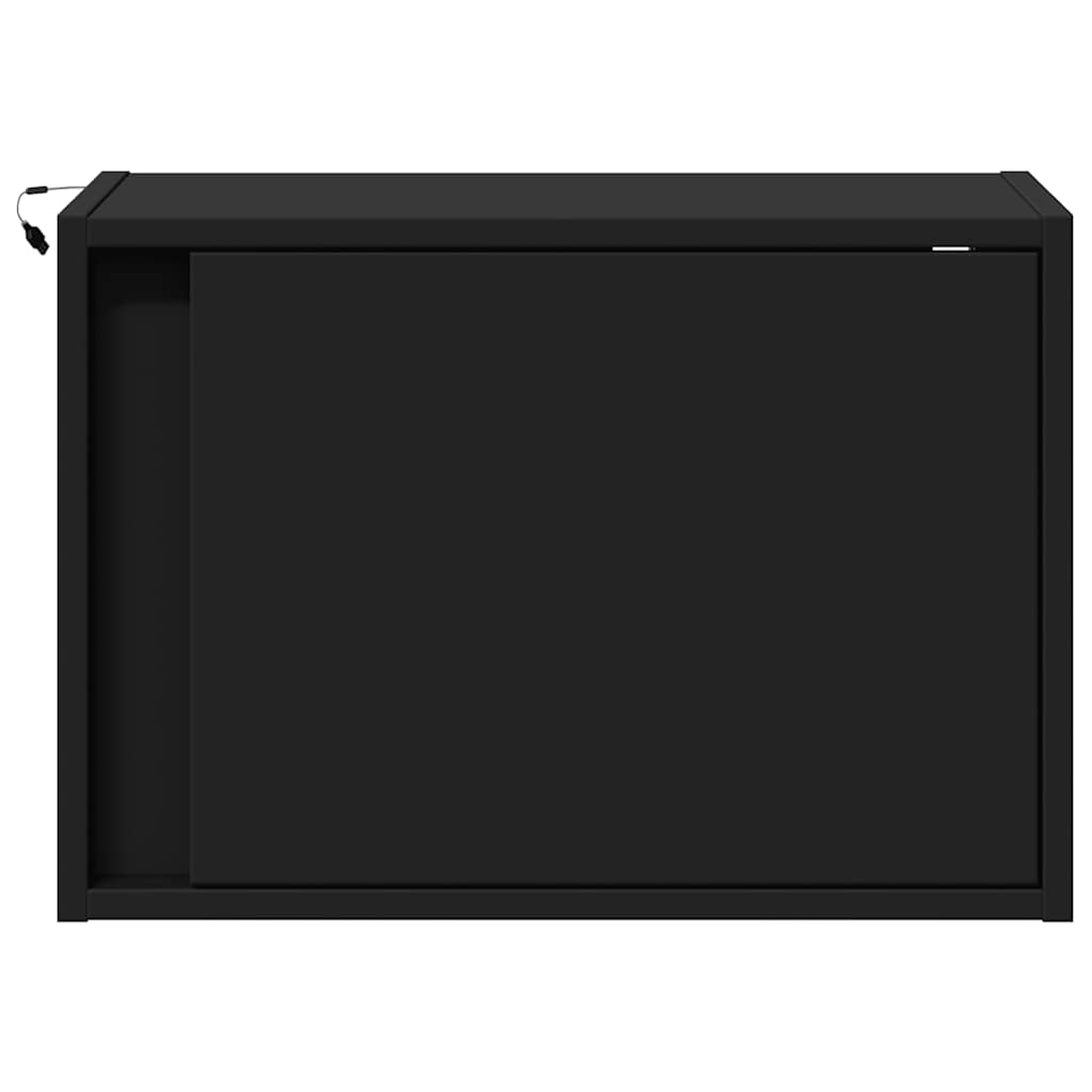vidaXL Wall-mounted Bedside Cabinets with LED Lights 2 pcs Black 6
