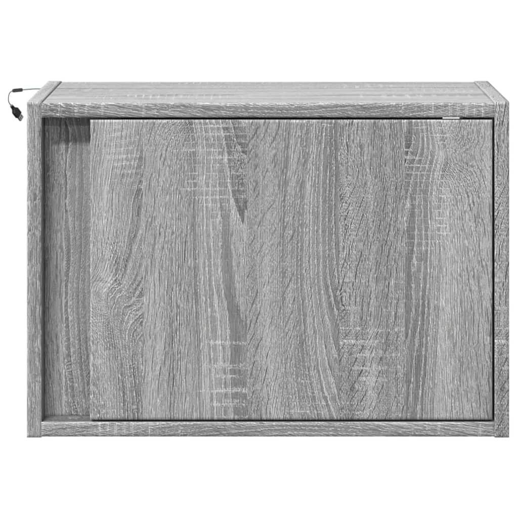 vidaXL Wall-mounted Bedside Cabinets with LED Lights 2 pcs Grey Sonoma 6