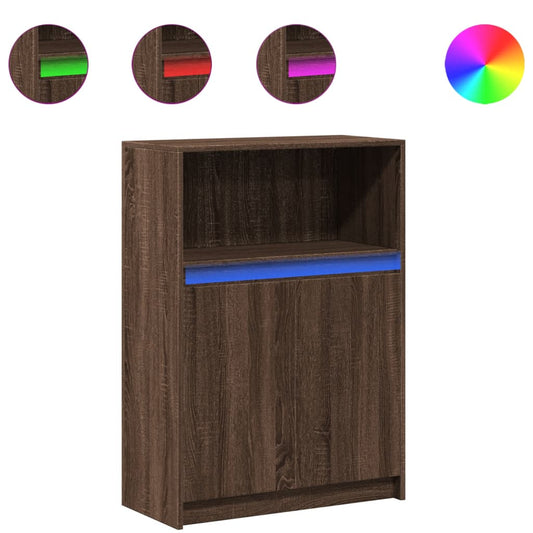 vidaXL Sideboard with LED Brown Oak 72x34x100 cm Engineered Wood 2