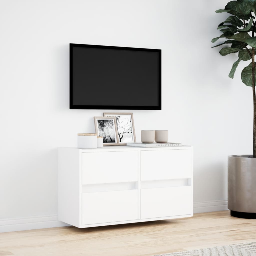 TV Wall Cabinet with LED Lights 80x31x45 cm 1 Width 80 cm White