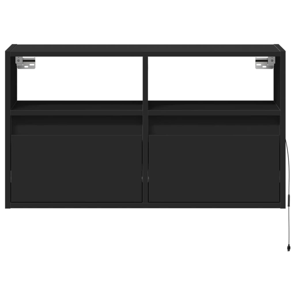 vidaXL TV Wall Cabinet with LED Lights Black 80x31x45 cm 6