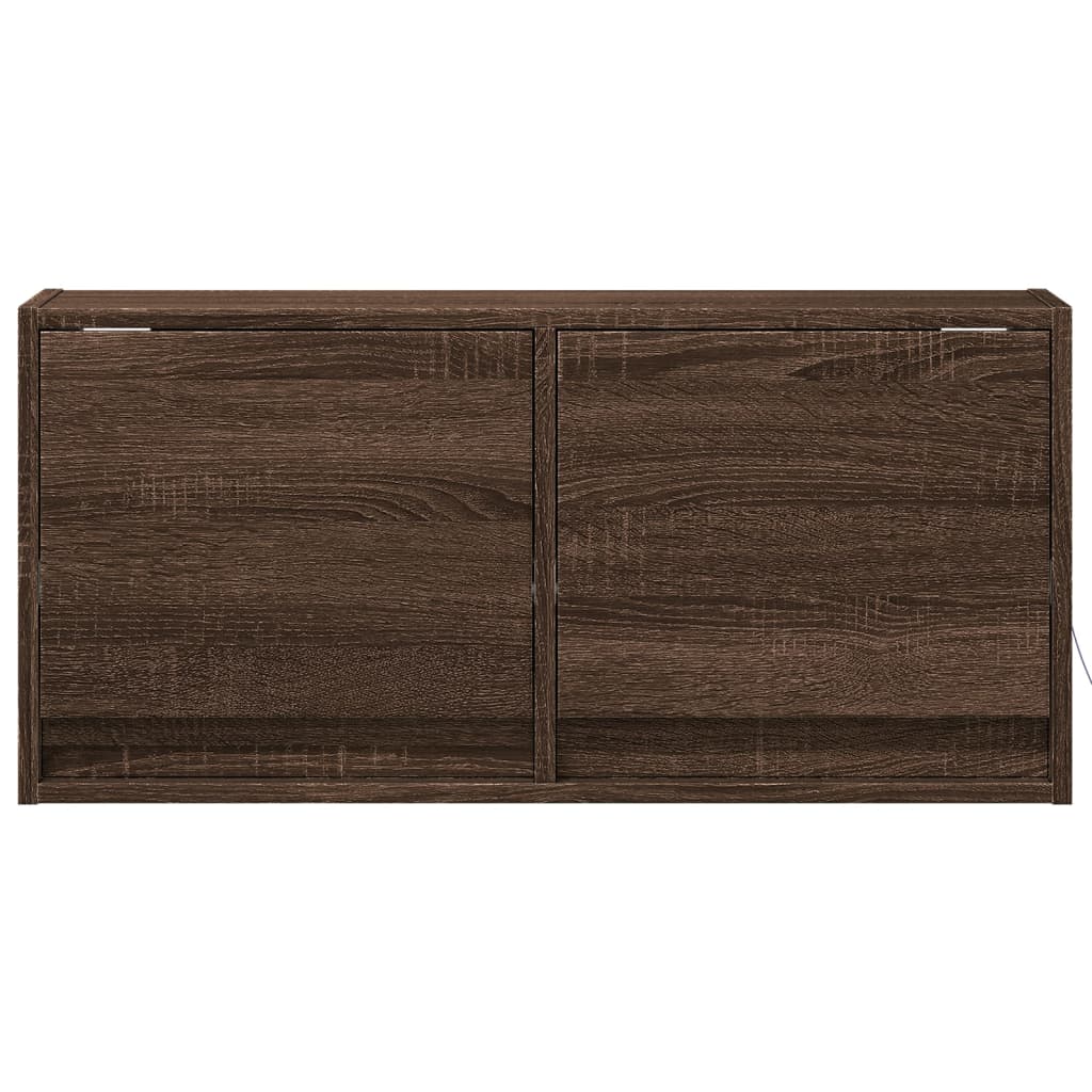 vidaXL TV Wall Cabinet with LED Lights Brown Oak 80x31x35 cm 6