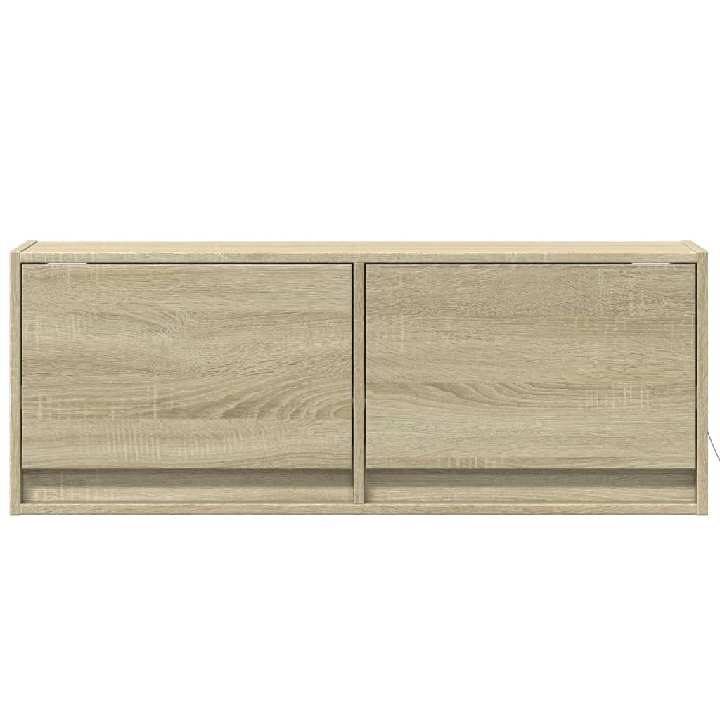 vidaXL TV Wall Cabinet with LED Lights Sonoma Oak 100x31x35 cm 6