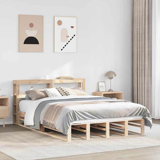 Bed Frame without Mattress Solid Wood Pine Length Natural